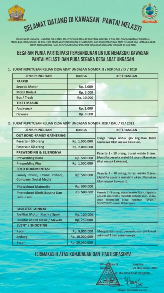 Harga Tiket Masuk Pantai Melasti Ungasan: Info Terkini